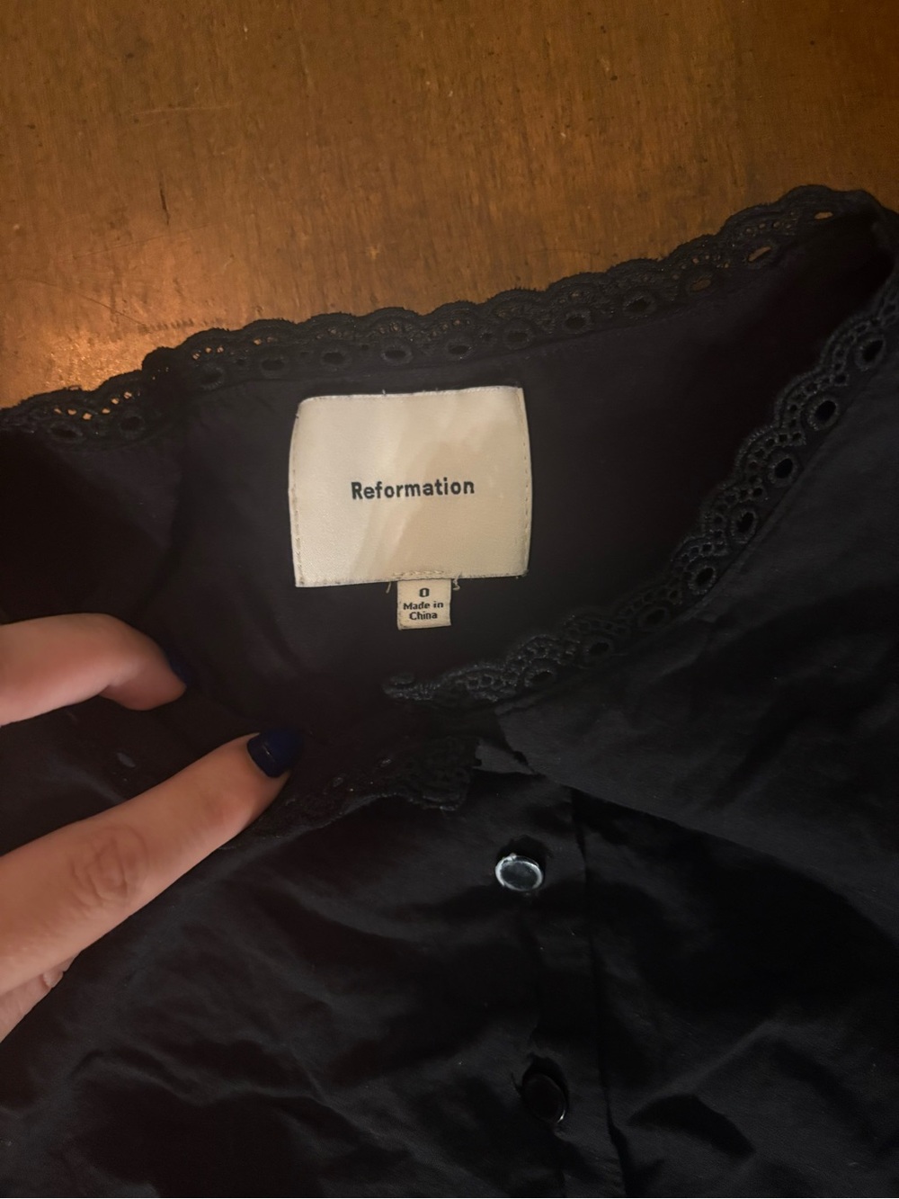 Reformation Black Button-Up Top - Picture 2 of 3